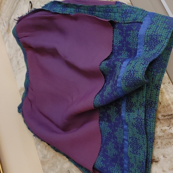 VTG Tailored Woven Wool Skirt XS-S Violet-Blue, Turquoise, Khaki-Green - Picture 13 of 15